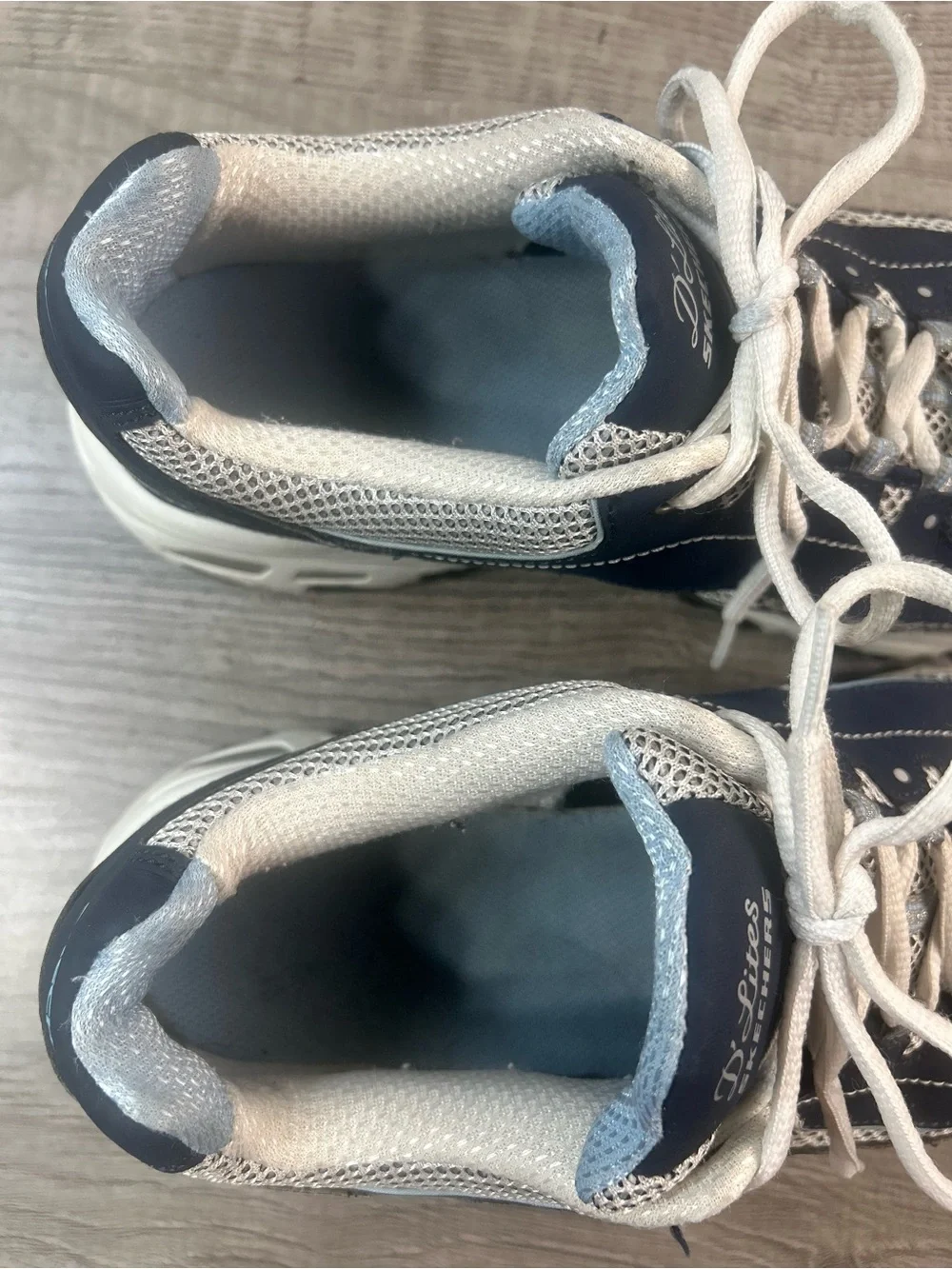Skechers D'Lites Navy and White Chunky Trainers
